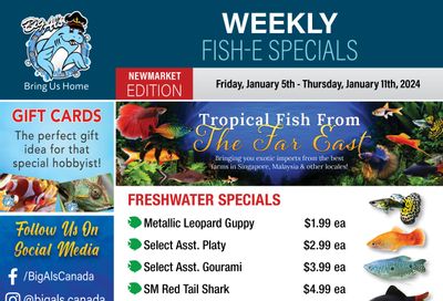Big Al's (Newmarket) Weekly Specials January 5 to 11