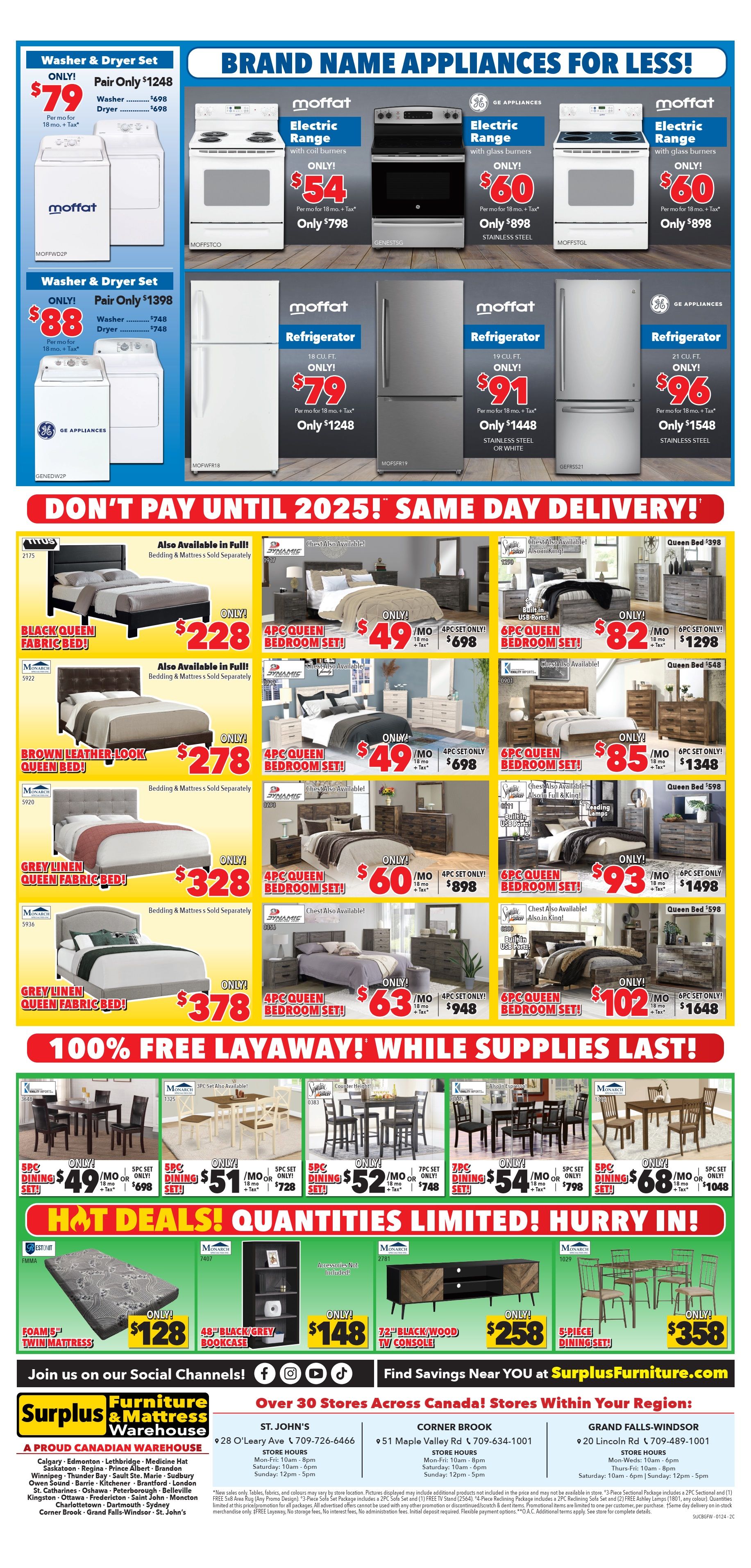 Surplus Furniture & Mattress Warehouse (St. John's, Corner Brook, Grand Falls Windsor) Flyer January 8 to 28