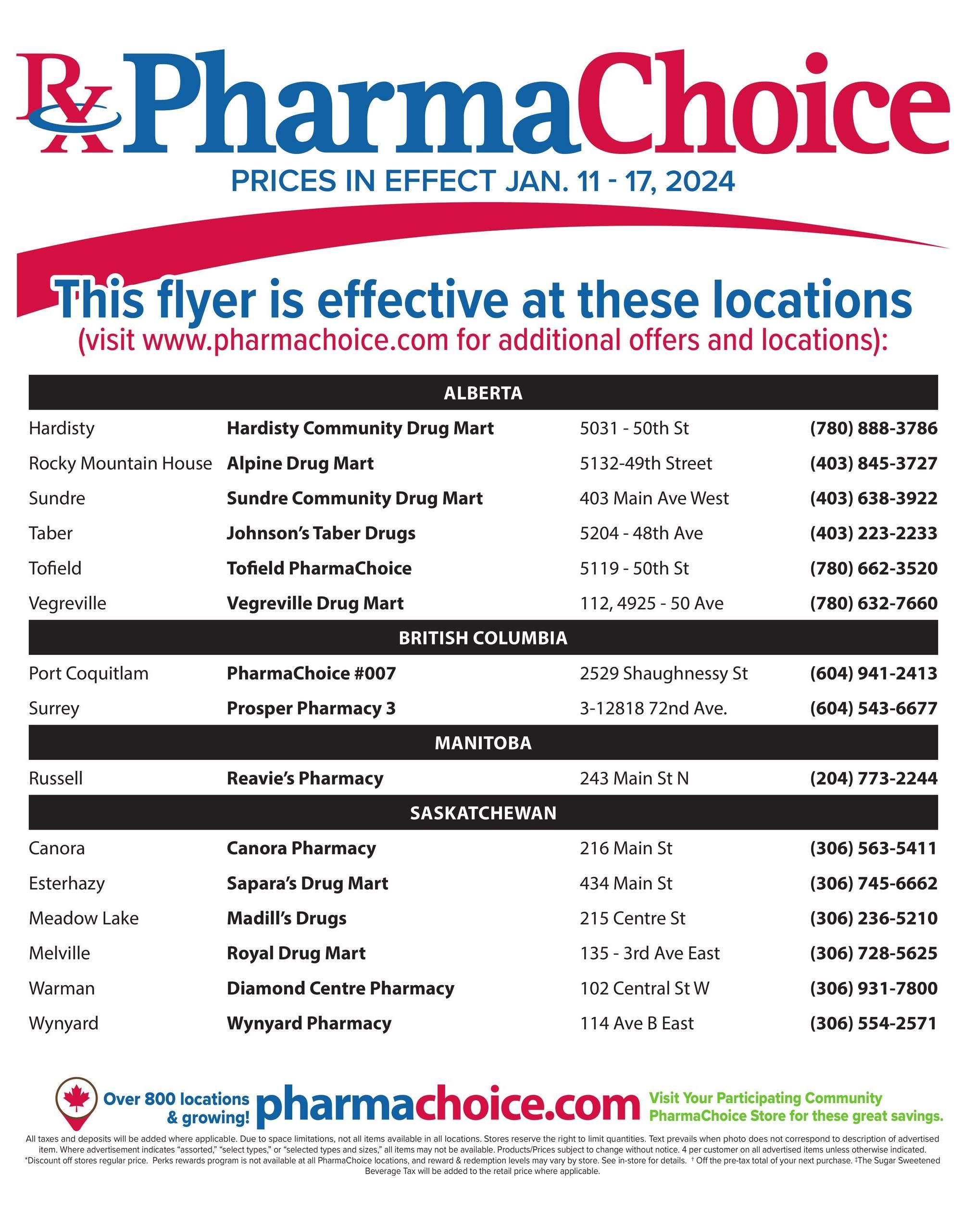 PharmaChoice (BC, AB, SK & MB) Flyer January 11 to 17