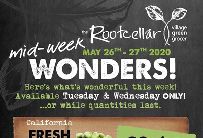 The Root Cellar Mid-Week Flyer May 26 and 27