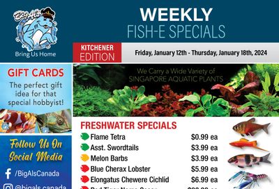 Big Al's (Kitchener) Weekly Specials January 12 to 18