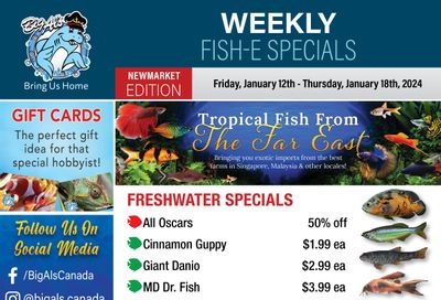 Big Al's (Newmarket) Weekly Specials January 12 to 18