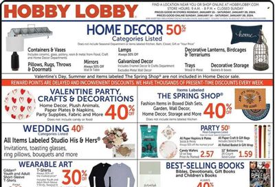 Hobby Lobby Weekly Ad Flyer Specials January 14 to January 20, 2024