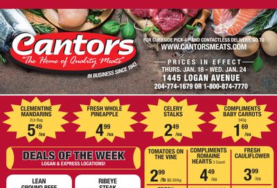 Cantor's Meats Flyer January 18 to 24