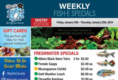 Big Al's (Whitby) Weekly Specials January 19 to 25
