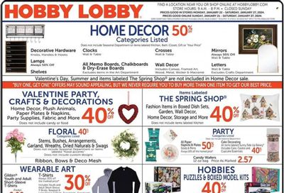Hobby Lobby Weekly Ad Flyer Specials January 21 to January 27, 2024