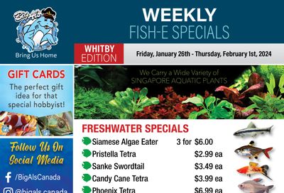 Big Al's (Whitby) Weekly Specials January 26 to February 1