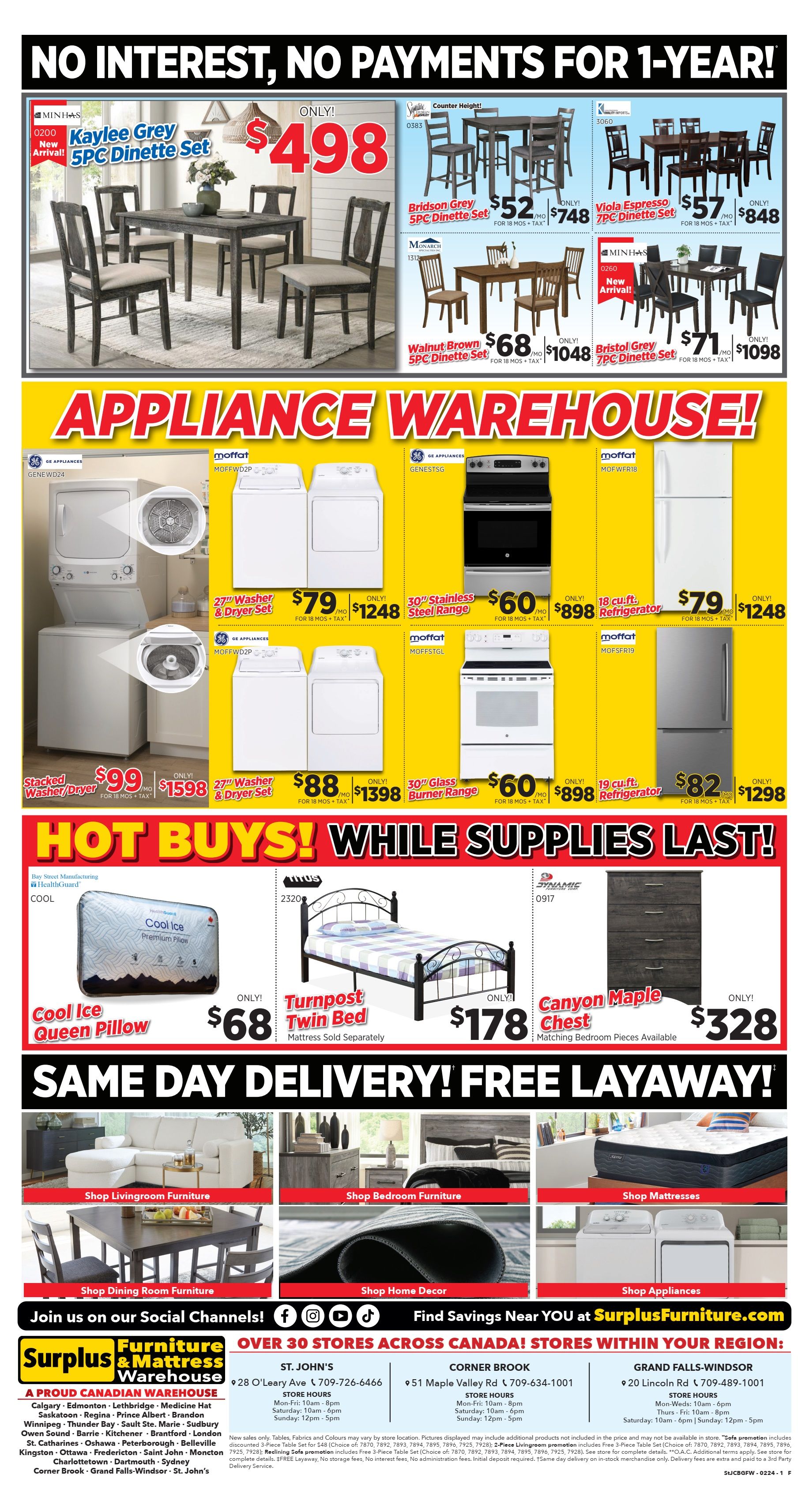 Surplus Furniture & Mattress Warehouse (St. John's, Corner Brook, Grand Falls Windsor) Flyer January 29 to February 4
