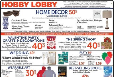 Hobby Lobby Weekly Ad Flyer Specials January 28 to February 3, 2024