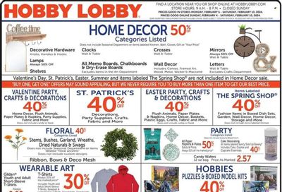 Hobby Lobby Weekly Ad Flyer Specials February 4 to February 10, 2024