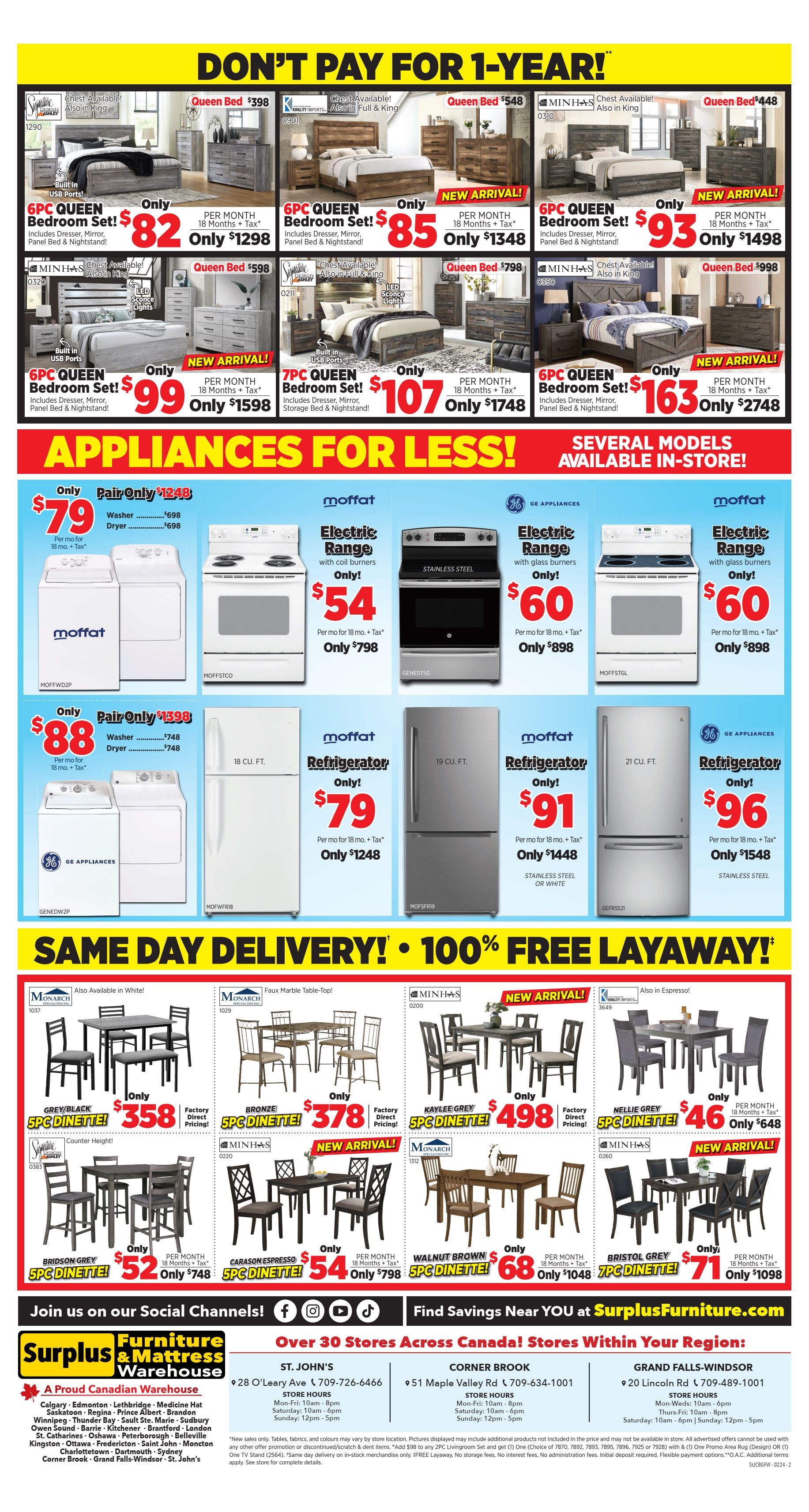 Surplus Furniture & Mattress Warehouse (St. John's, Corner Brook, Grand Falls Windsor) Flyer February 5 to 25