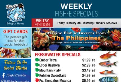 Big Al's (Whitby) Weekly Specials February 9 to 15