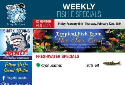 Big Al's (Edmonton) Weekly Specials February 16 to 22