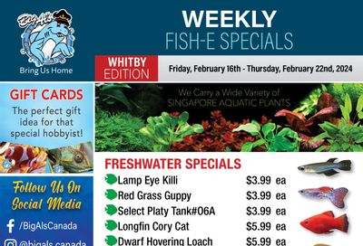 Big Al's (Whitby) Weekly Specials February 16 to 22