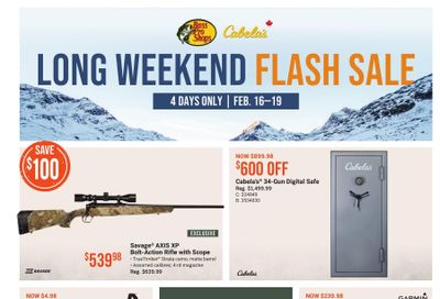Cabela's Long Weekend Flash Sale Flyer February 16 to 19