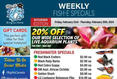 Big Al's (Kitchener) Weekly Specials February 23 to 29