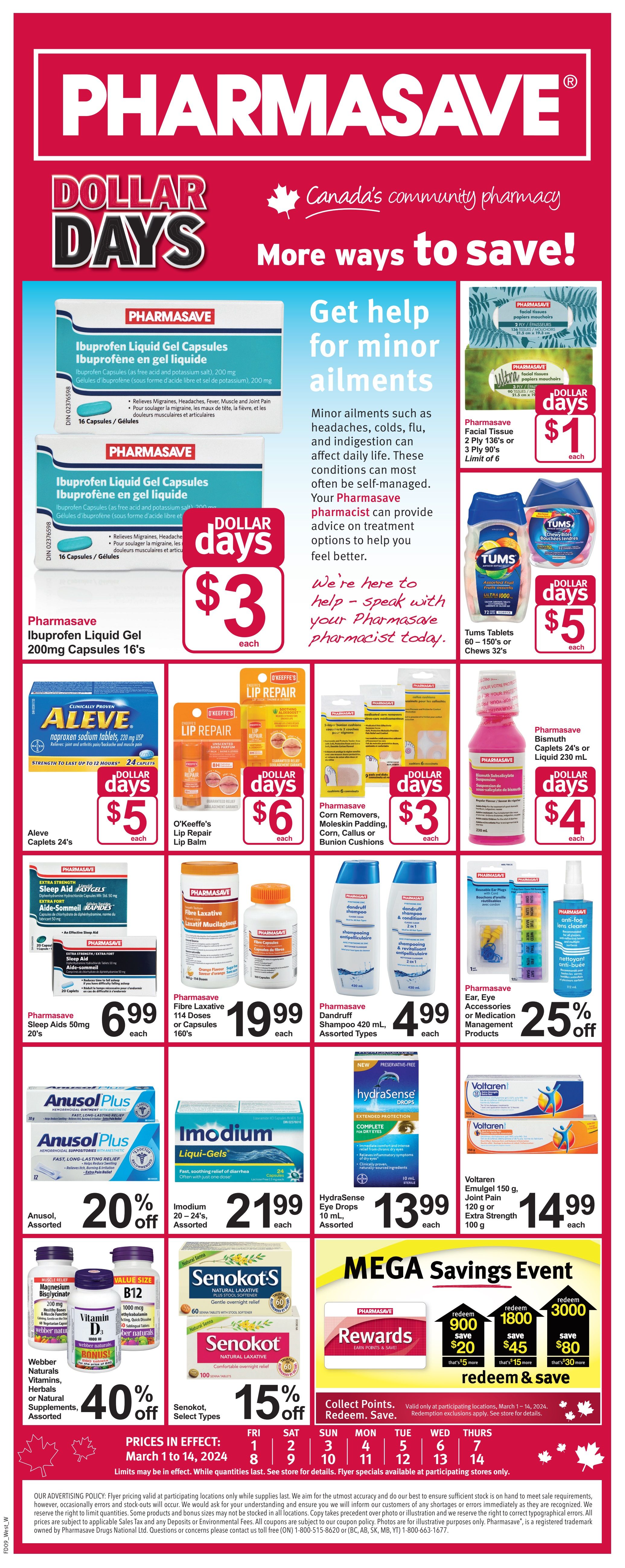 Pharmasave (AB, SK, MB) Flyer March 1 to 14