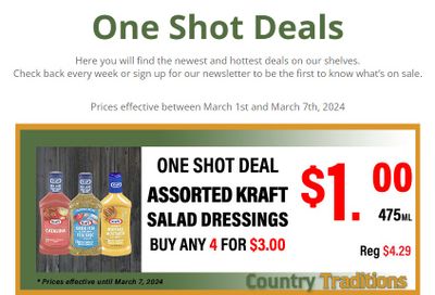 Country Traditions One-Shot Deals Flyer March 1 to 7
