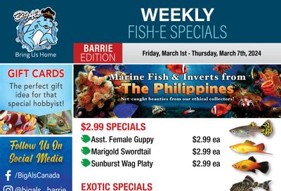 Big Al's (Barrie) Weekly Specials March 1 to 7
