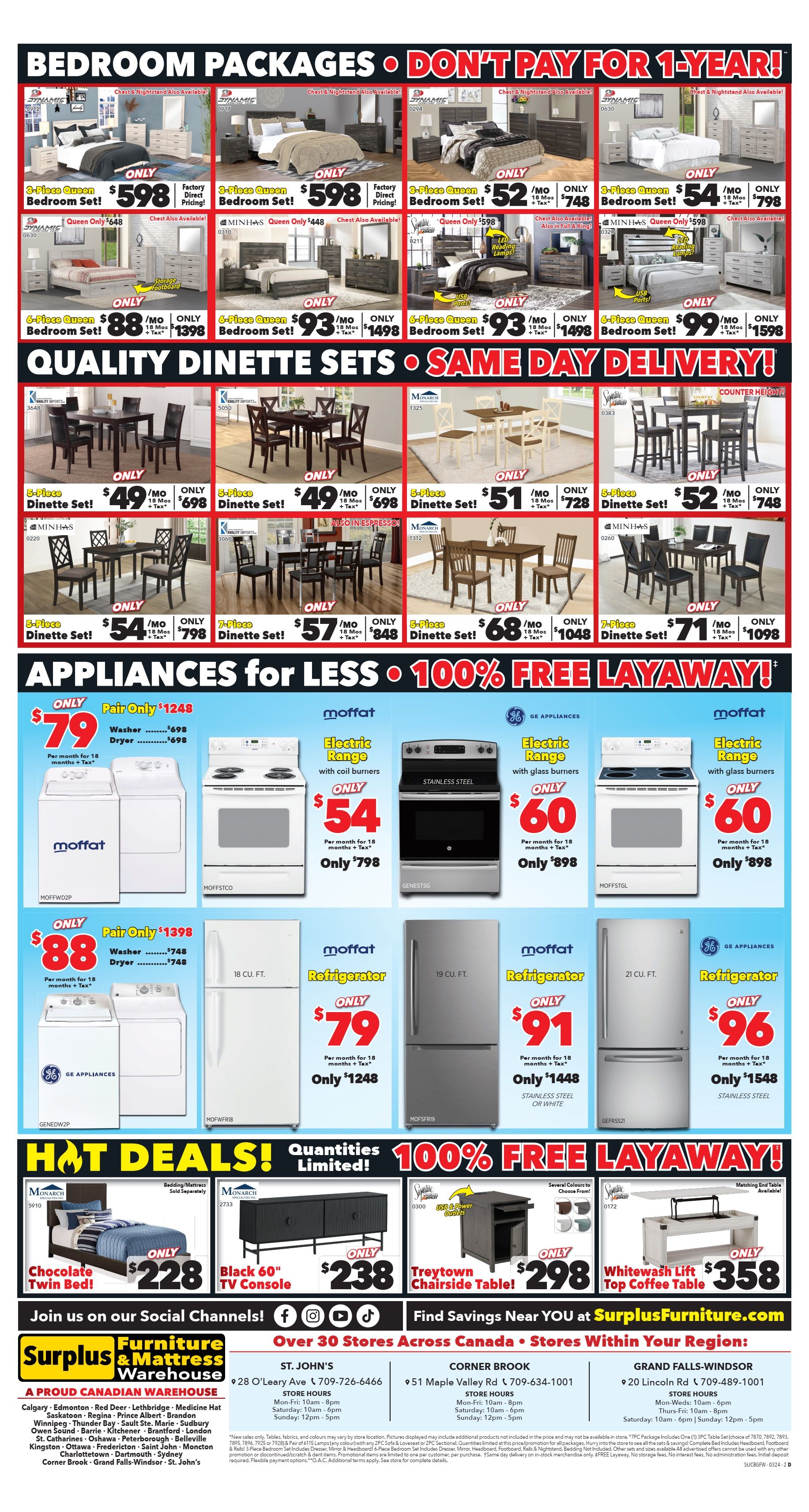 Surplus Furniture & Mattress Warehouse (St. John's, Corner Brook, Grand Falls Windsor) Flyer March 4 to 17