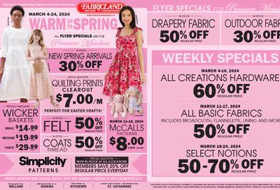 Fabricland (Oshawa, Whitby, Kitchener, St. Catharines, Welland) Flyer March 4 to 24