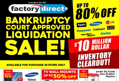 Factory Direct Liquidation Sale Flyer March 6 to 8