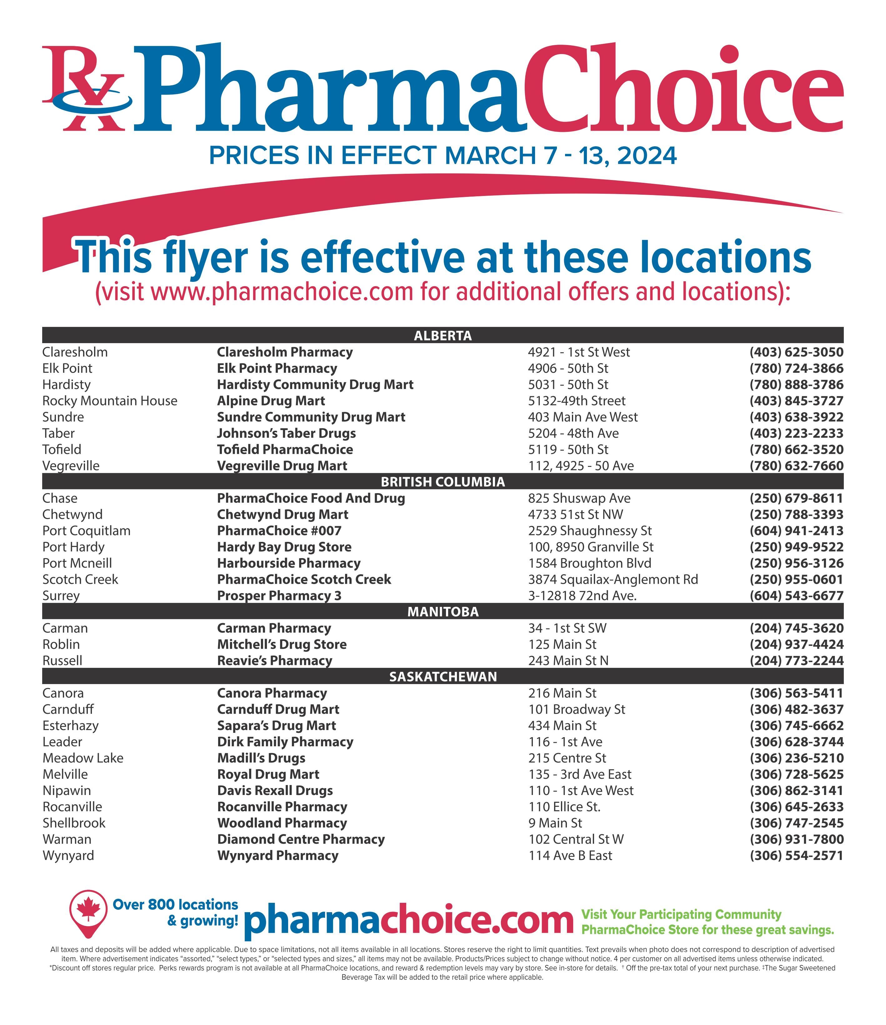 PharmaChoice (BC, AB, SK & MB) Flyer March 7 to 13