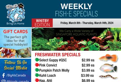 Big Al's (Whitby) Weekly Specials March 8 to 14