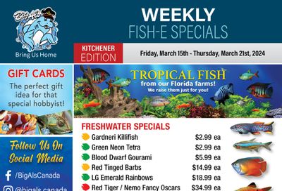 Big Al's (Kitchener) Weekly Specials March 15 to 21