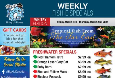 Big Al's (Whitby) Weekly Specials March 15 to 21
