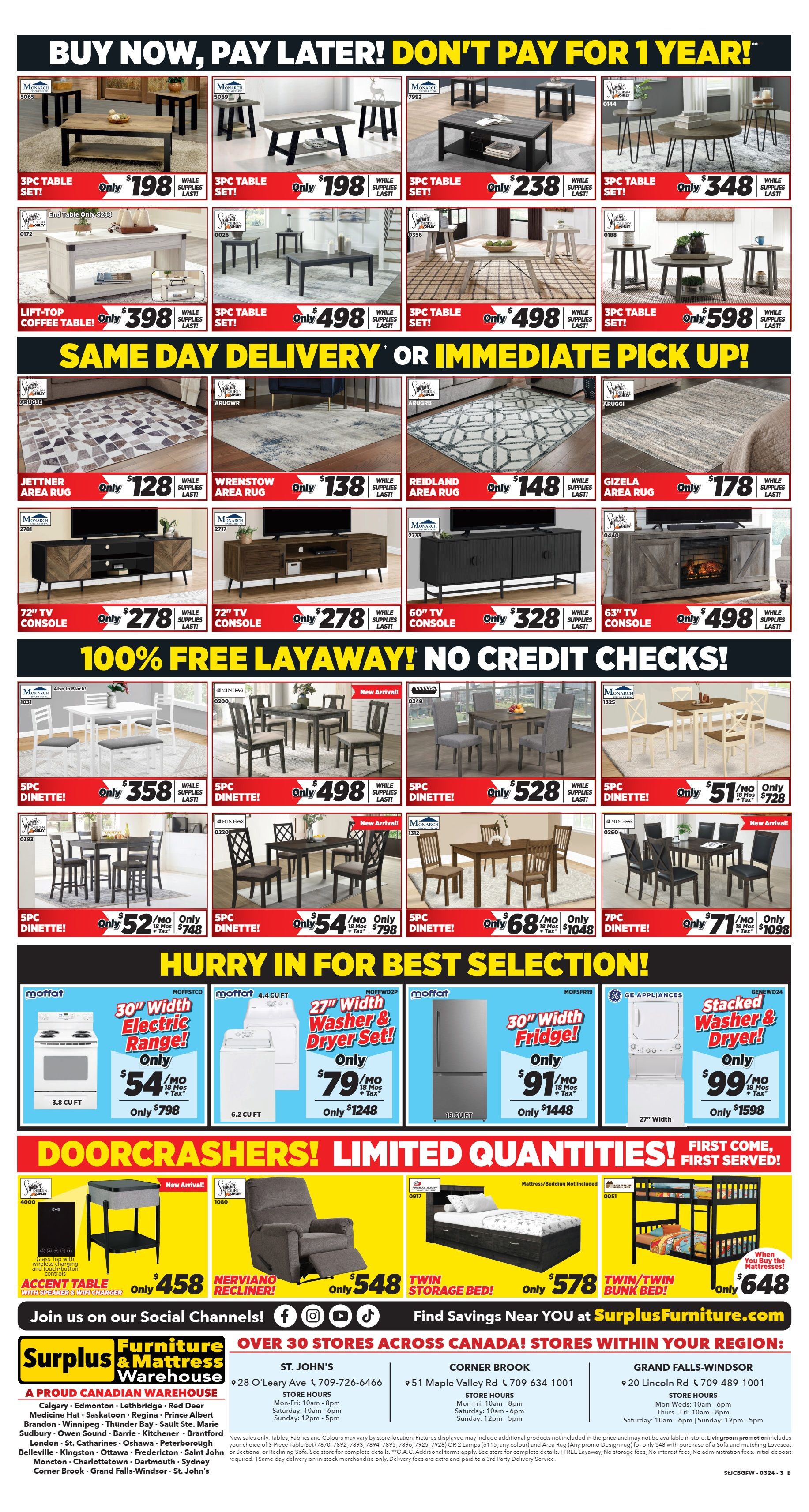 Surplus Furniture & Mattress Warehouse (St. John's, Corner Brook, Grand Falls Windsor) Flyer March 18 to 31