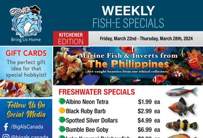 Big Al's (Kitchener) Weekly Specials March 22 to 28