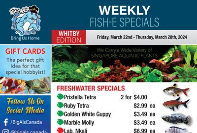 Big Al's (Whitby) Weekly Specials March 22 to 28