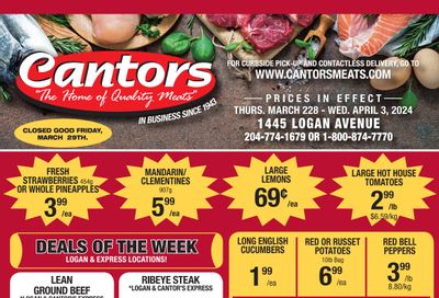 Cantor's Meats Flyer March 28 to April 3