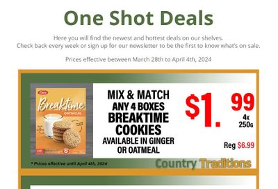 Country Traditions One-Shot Deals Flyer March 28 to April 4