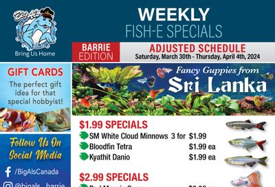 Big Al's (Barrie) Weekly Specials March 30 to April 4