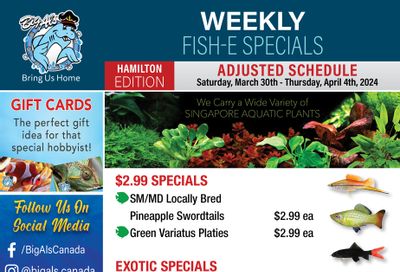 Big Al's (Hamilton) Weekly Specials March 30 to April 4