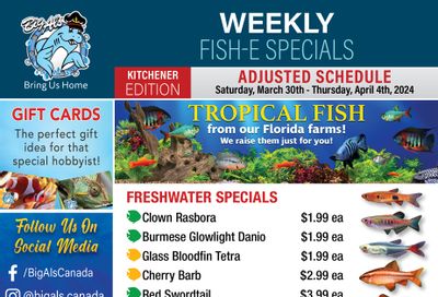 Big Al's (Kitchener) Weekly Specials March 30 to April 4