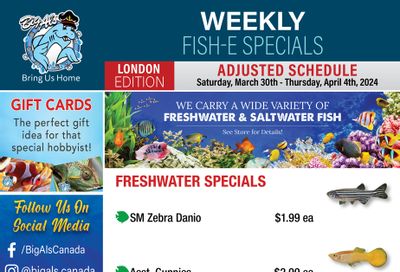 Big Al's (London) Weekly Specials March 30 to April 4