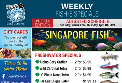 Big Al's (Vaughan) Weekly Specials March 30 to April 4