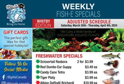 Big Al's (Whitby) Weekly Specials March 30 to April 4