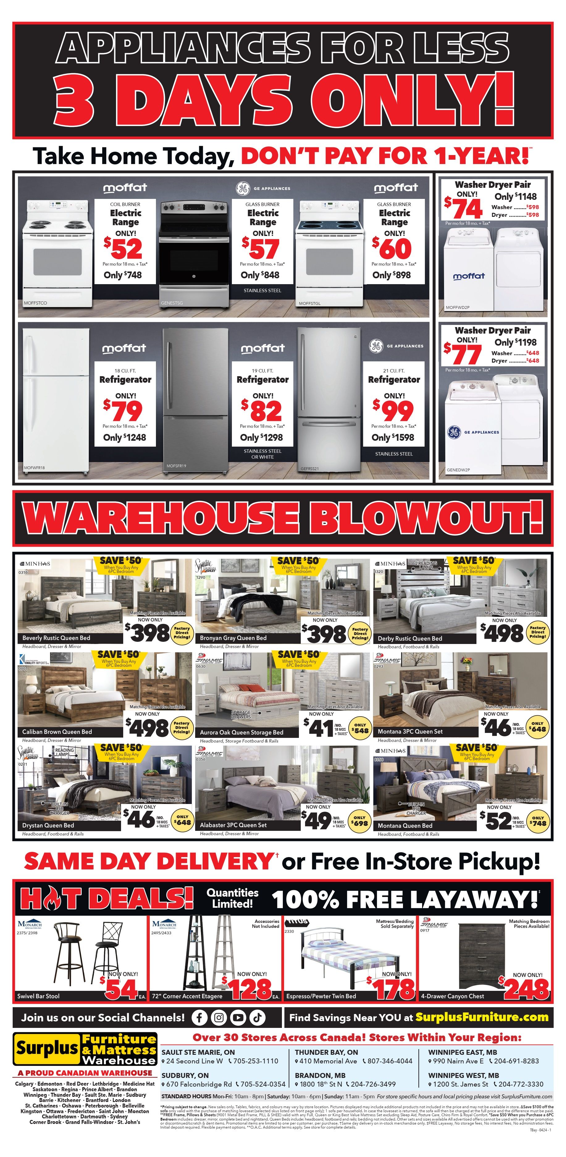 Surplus Furniture & Mattress Warehouse (Thunder Bay) Flyer April 1 to 7