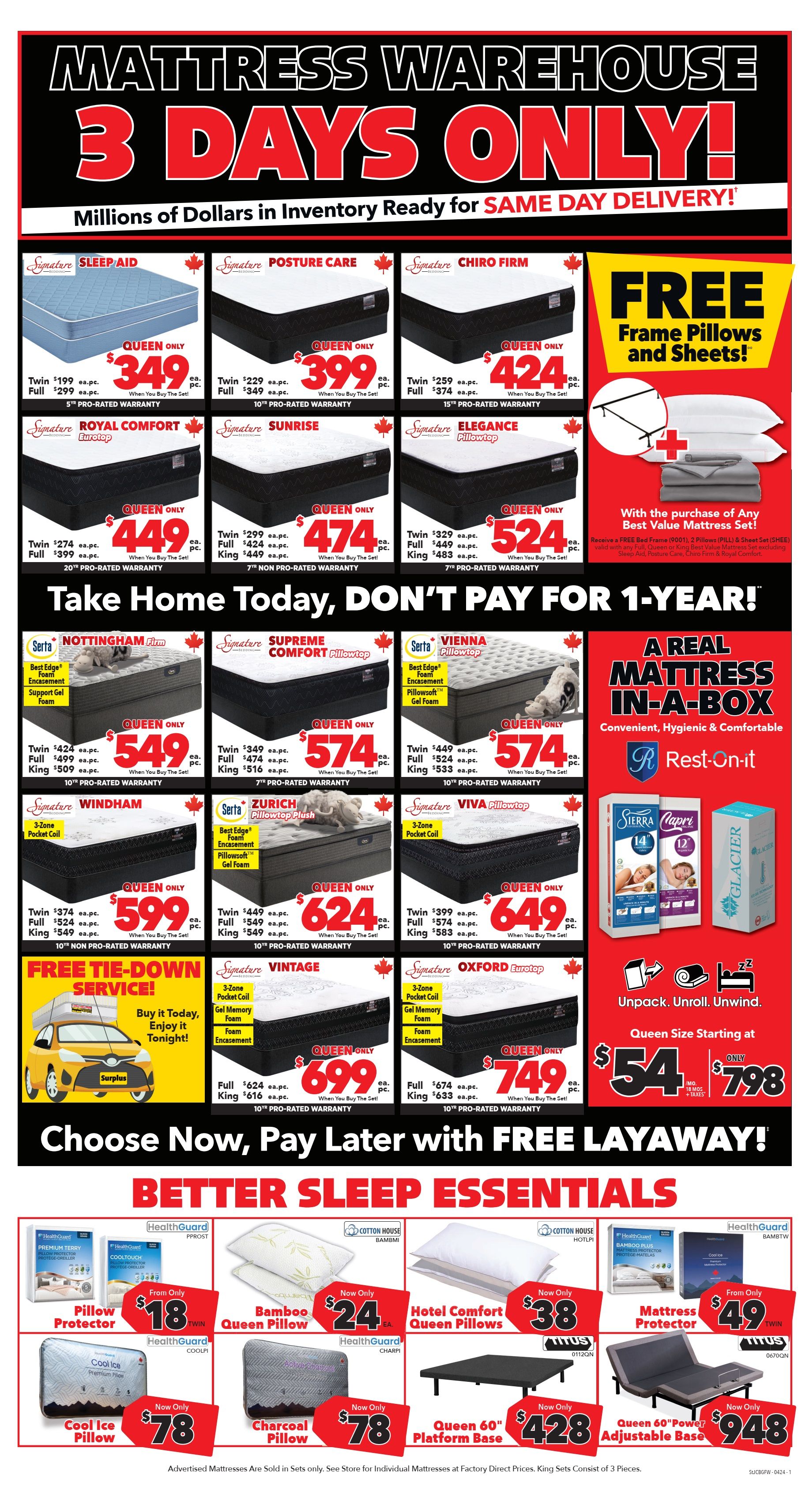 Surplus Furniture & Mattress Warehouse (St. John's, Corner Brook, Grand Falls Windsor) Flyer April 1 to 7