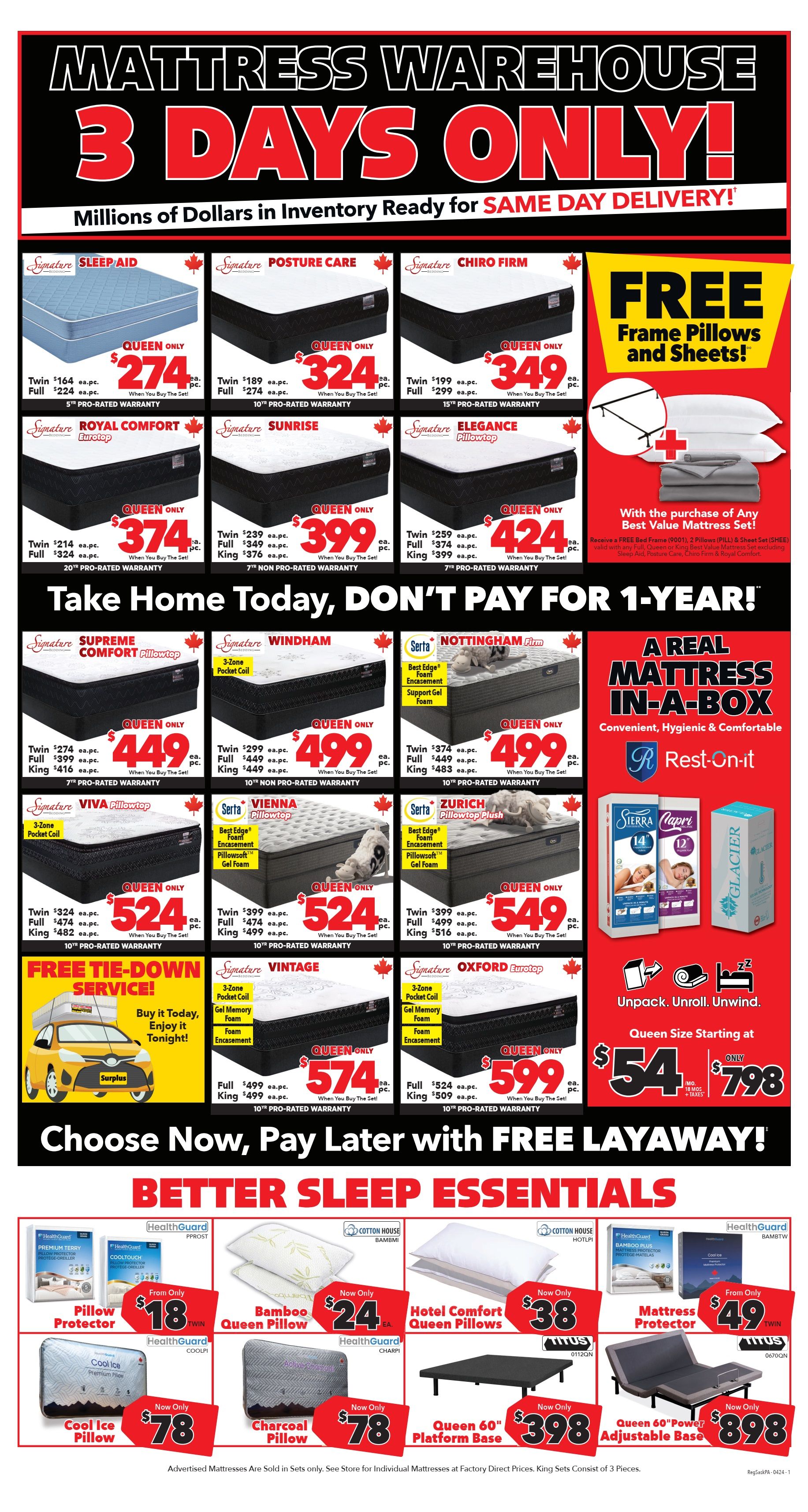 Surplus Furniture & Mattress Warehouse (Regina, Saskatoon, Prince Albert) Flyer April 1 to 7