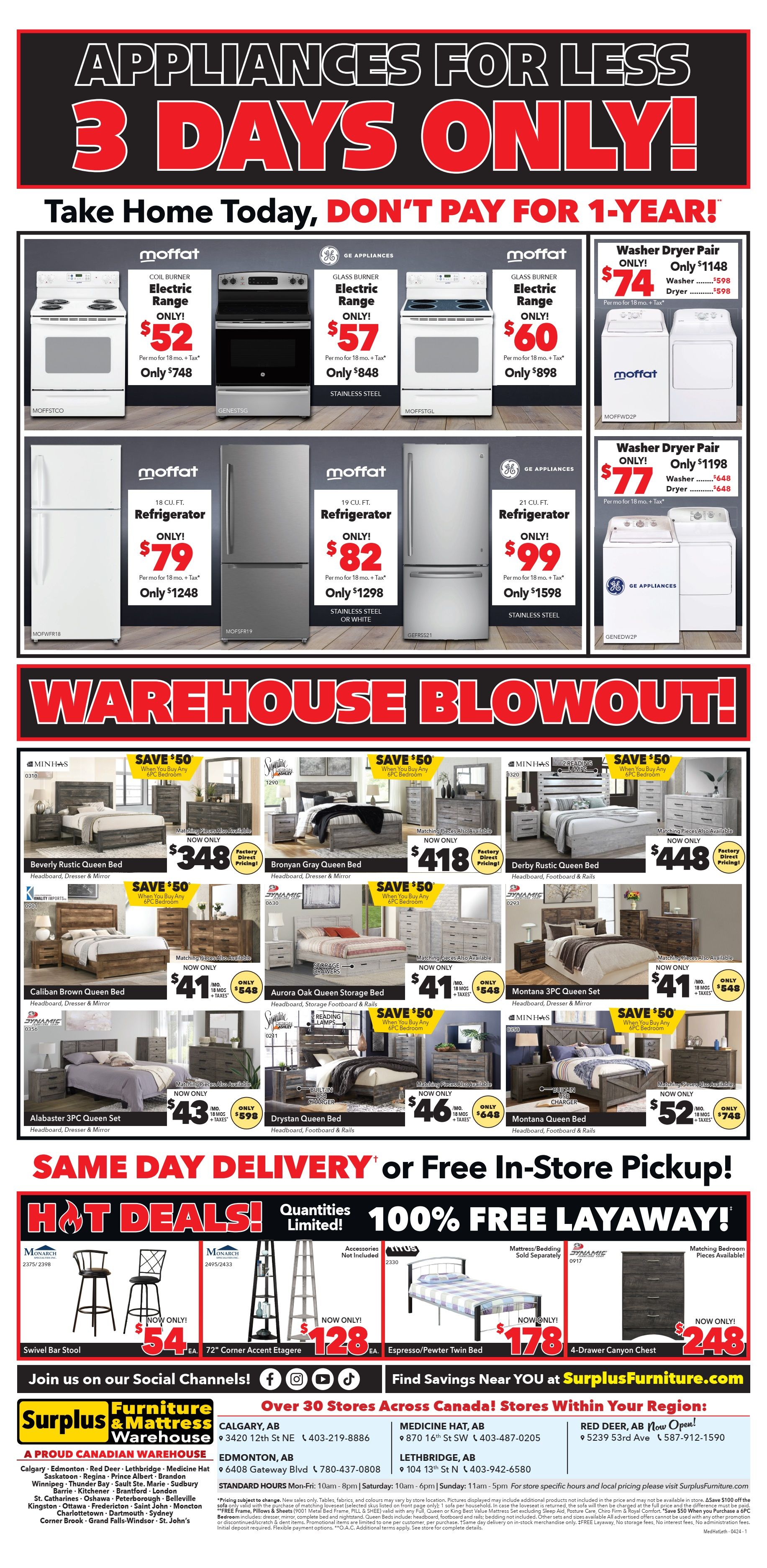 Surplus Furniture & Mattress Warehouse (Medicine Hat, Lethbridge) Flyer April 1 to 7
