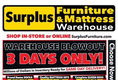 Surplus Furniture & Mattress Warehouse (Dartmouth, Charlottetown, Moncton, Saint John, Fredericton) Flyer April 1 to 7