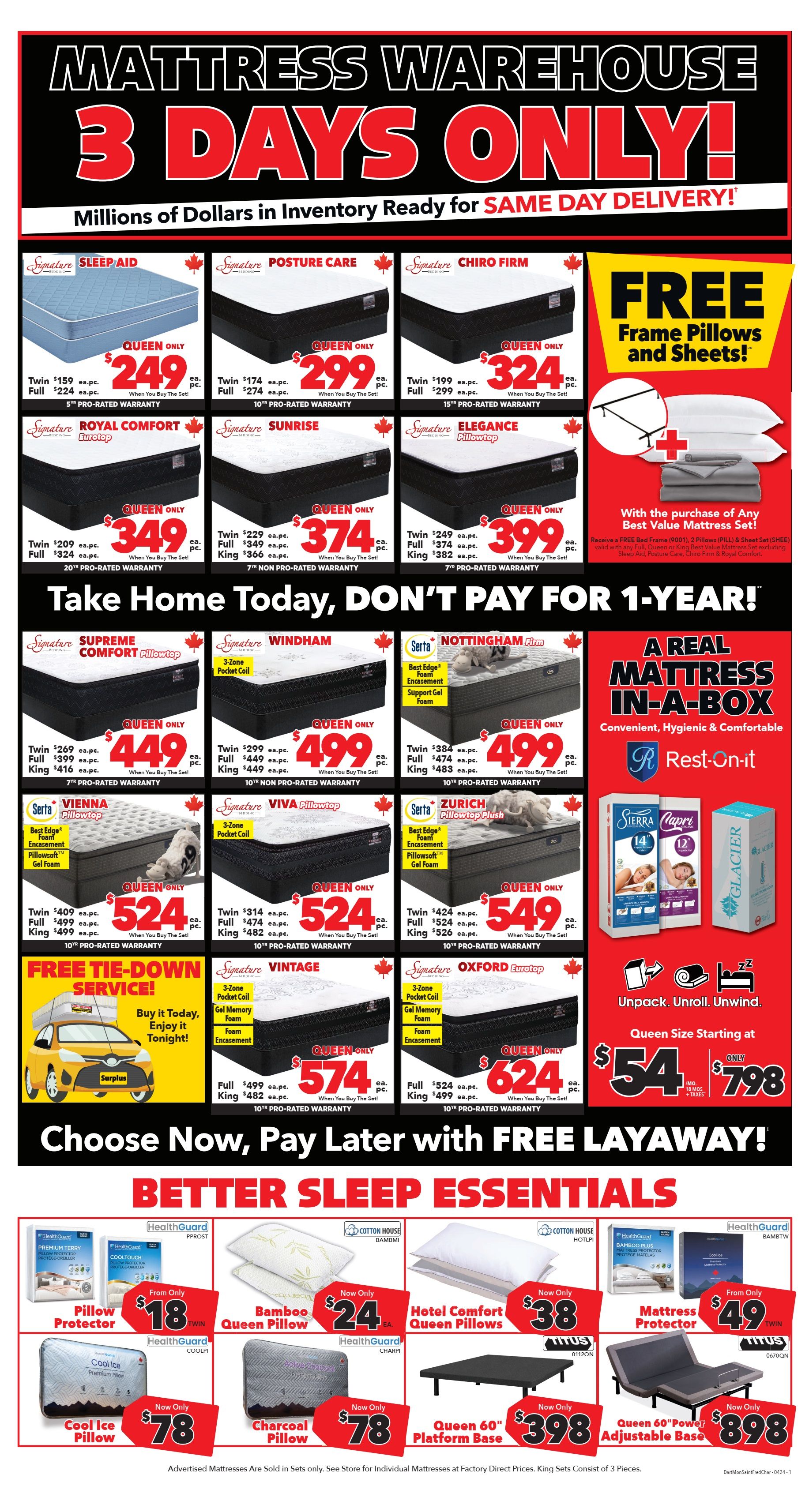Surplus Furniture & Mattress Warehouse (Dartmouth, Charlottetown, Moncton, Saint John, Fredericton) Flyer April 1 to 7