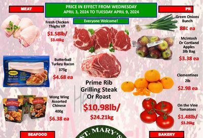 St. Mary's Supermarket Flyer April 3 to 9