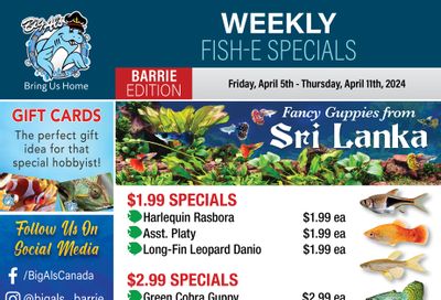 Big Al's (Barrie) Weekly Specials April 5 to 11
