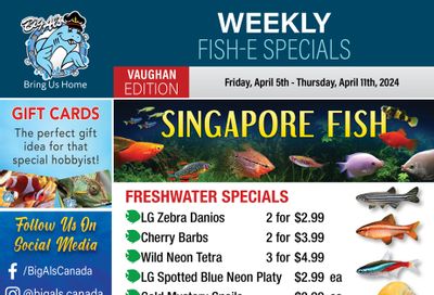Big Al's (Vaughan) Weekly Specials April 5 to 11
